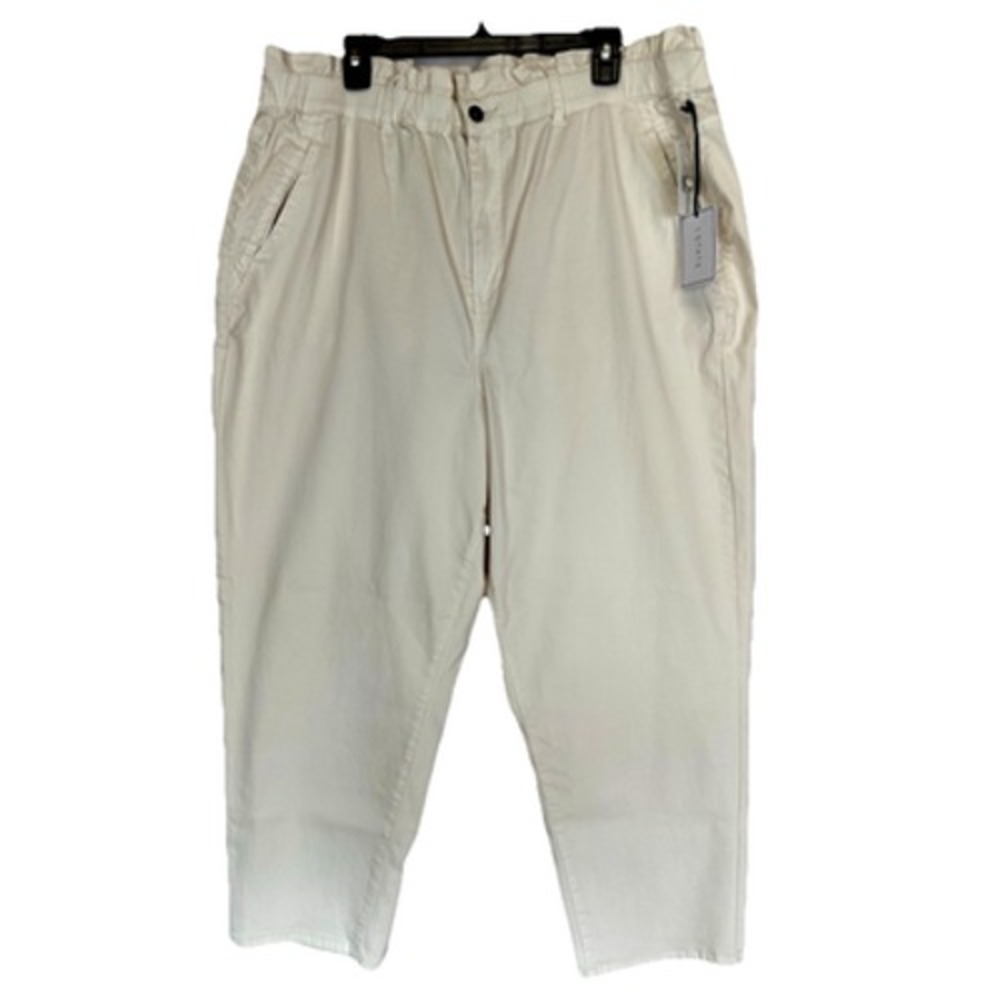 New 1.STATE Sz 20W Ivory Off White Jeans Paperbag Waist 26.5" Inseam Plus Womens